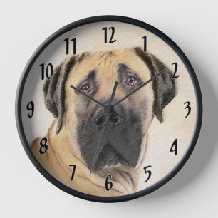 Reloj Pintura de Boerboel - Arte Perro Original Cuto
