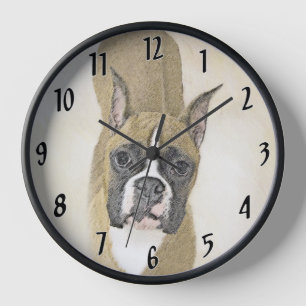 Reloj Pintura de Boxer - Arte Original de Perro Adorable