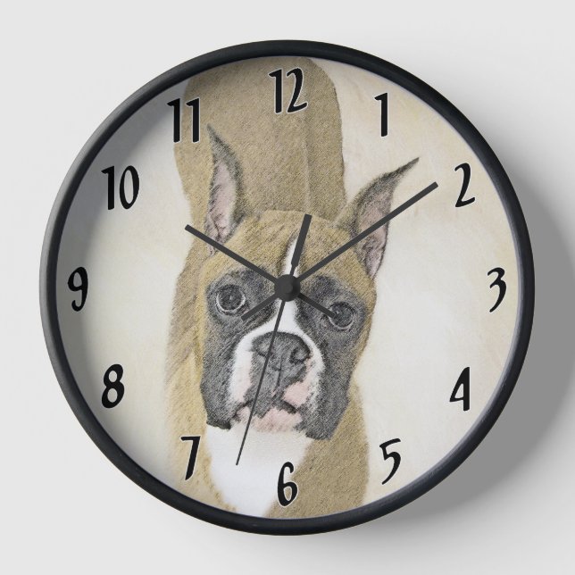 Reloj Pintura de Boxer - Arte Original de Perro Adorable (Anverso)