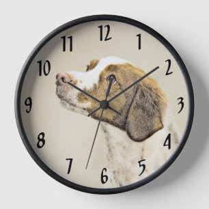 Reloj Pintura de Bretaña - Arte de perros original y bon
