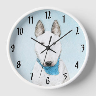 Reloj Pintura de Bull Terrier - Arte de Perro Original.