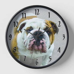 Reloj Pintura de bulldog - Arte de perros original y lin