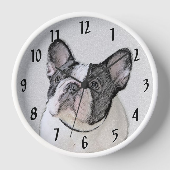 Reloj Pintura de Bulldog francés (Brindle Pied) - Arte d (Anverso)