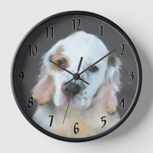 Reloj Pintura de cachorro Clumber Spaniel - Arte origina