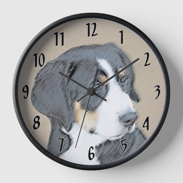 Reloj Pintura de cachorro de perro de montaña bernés - A (Anverso)