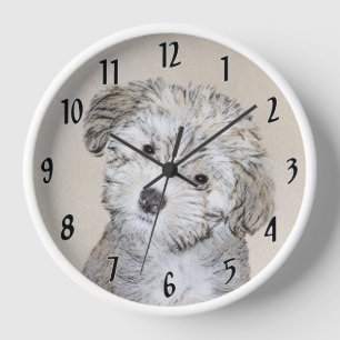 Reloj Pintura de cachorro habanesa - Arte de perro origi