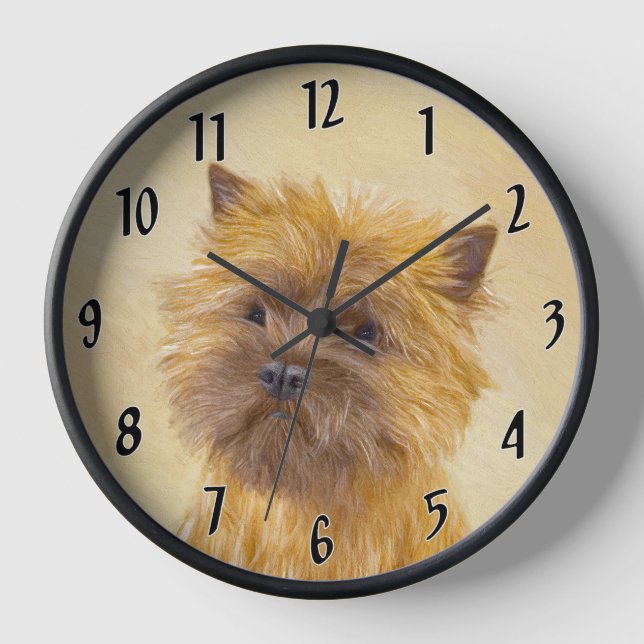 Reloj Pintura de Cairn Terrier - Arte de perro original  (Anverso)