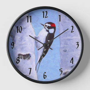 Reloj Pintura de Carpintero Pequeño - Arte de Aves Origi