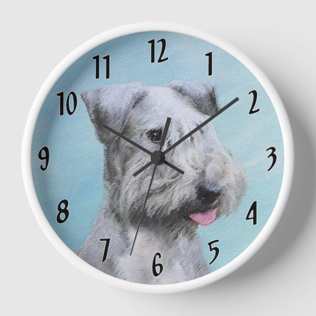 Reloj Pintura de Cesky Terrier - Arte de perro original  (Anverso)
