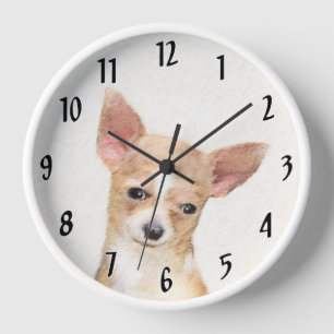 Reloj Pintura de Chihuahua - Arte de Perro Original Lind