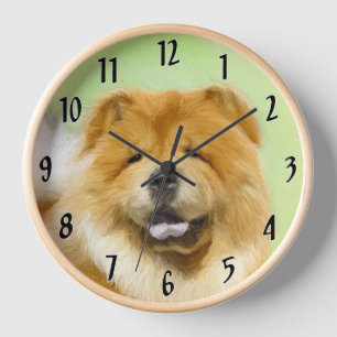 Reloj Pintura de Chow Chow - Arte de perro original lind