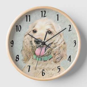 Reloj Pintura de Cocker Spaniel Buff - Arte de Perro Ori