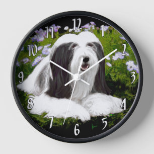 Reloj Pintura de Collie Barbudo - Arte Original y Divert