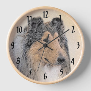 Reloj Pintura de Collie (Rough) - Arte de Perro Original