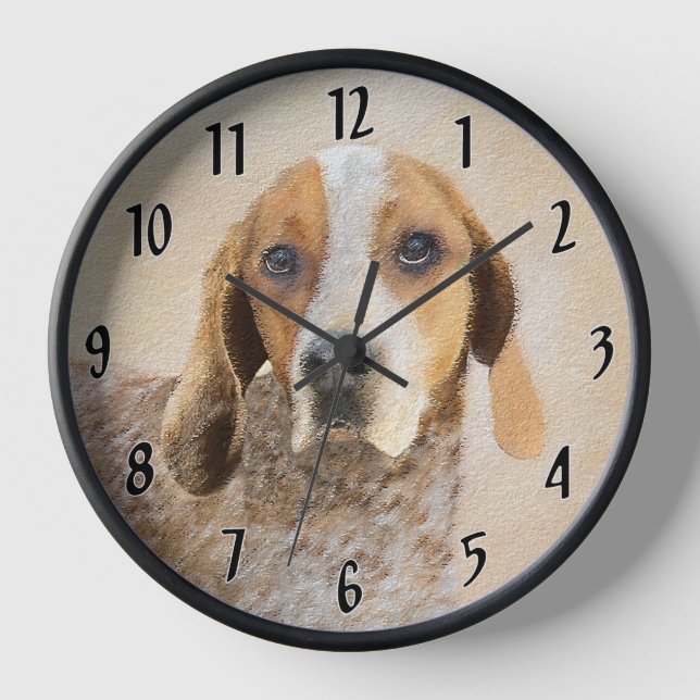Reloj Pintura de Coonhound inglés americano - Arte de pe (Anverso)