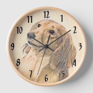 Reloj Pintura de Dachshund (de cabello largo) - Arte Per