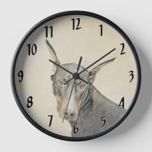 Reloj Pintura de Doberman Pinscher - Arte original de pe