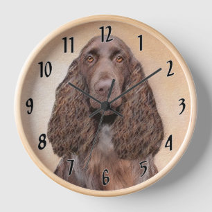 Reloj Pintura de Field Spaniel - Arte de Perro Original