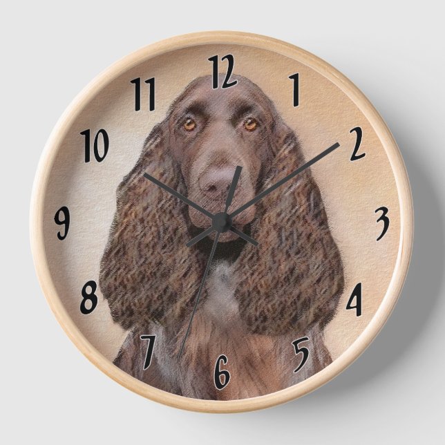 Reloj Pintura de Field Spaniel - Arte de Perro Original  (Anverso)