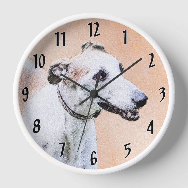 Reloj Pintura de galgo - Arte de perro original lindo (Anverso)