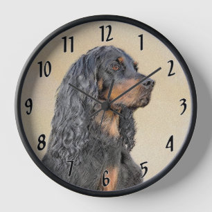 Reloj Pintura de Gordon Setter - Arte de perro original