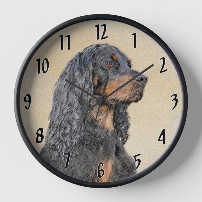 Reloj Pintura de Gordon Setter - Arte de perro original  (Anverso)