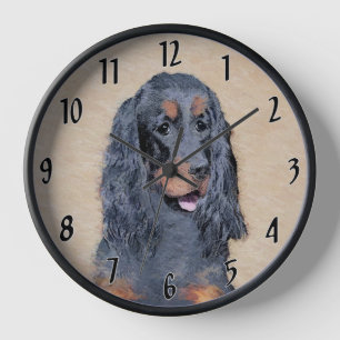 Reloj Pintura de Gordon Setter - Arte Original de Perro 