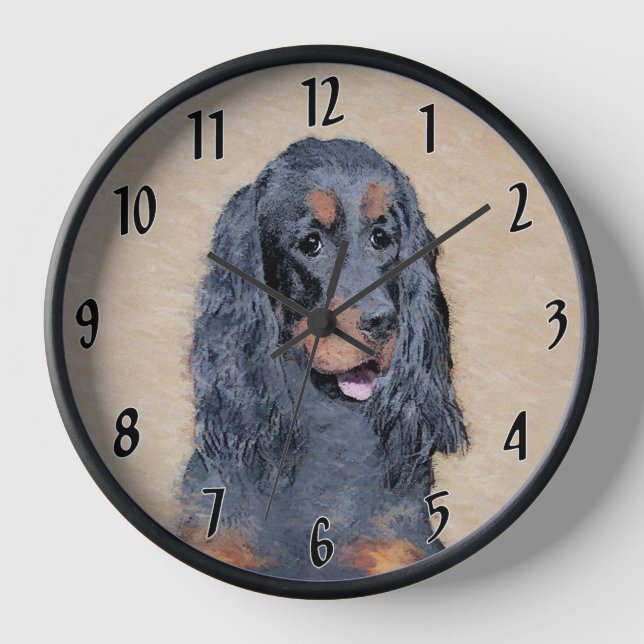 Reloj Pintura de Gordon Setter - Arte Original de Perro  (Anverso)
