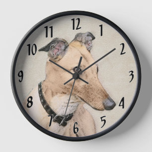 Reloj Pintura de Greyhound - Arte de perros original muy