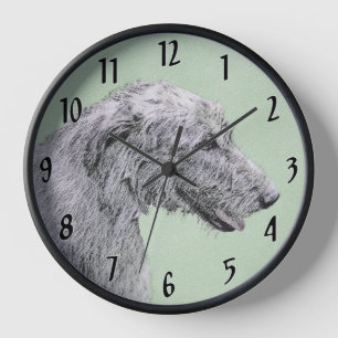 Reloj Pintura de Irish Wolfhound - Arte de perro origina
