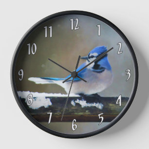Reloj Pintura de Jay azul - Arte de pájaro original