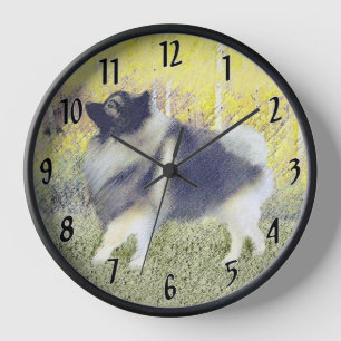 Reloj Pintura de Keeshond Aspen - Arte Perro Original Cu