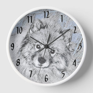 Reloj Pintura de Keeshond Beth - Arte de Perro Original.