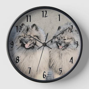 Reloj Pintura de Keeshond Brothers - Arte Perro Original