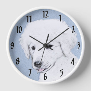 Reloj Pintura de Kuvasz - Arte de perro original lindo