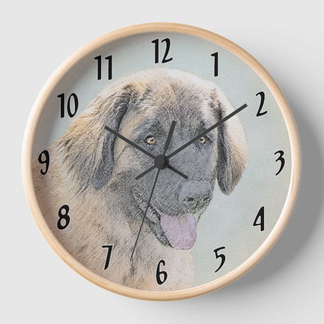 Reloj Pintura de Leonberger - Arte de perro original lin (Anverso)