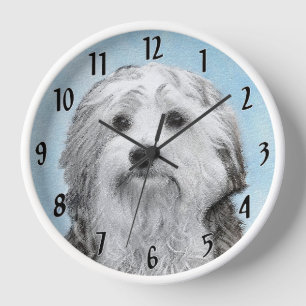 Reloj Pintura de Lowchen - Arte de perro original muy li