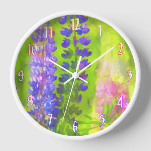 Reloj Pintura de Lupino - Arte de Flor Original