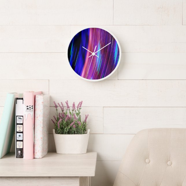 Reloj Pintura de luz de neón azul rosa 1 (Sala de lectura)