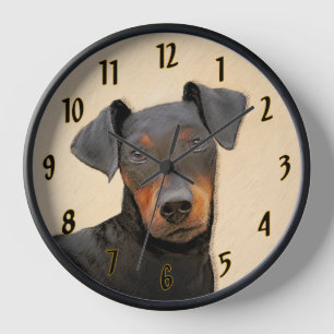 Reloj Pintura de Manchester Terrier Arte Animal Original