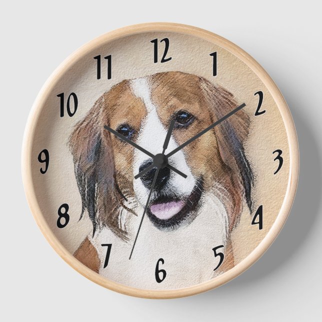 Reloj Pintura de Nederlandse Kooikerhondje - Arte de per (Anverso)