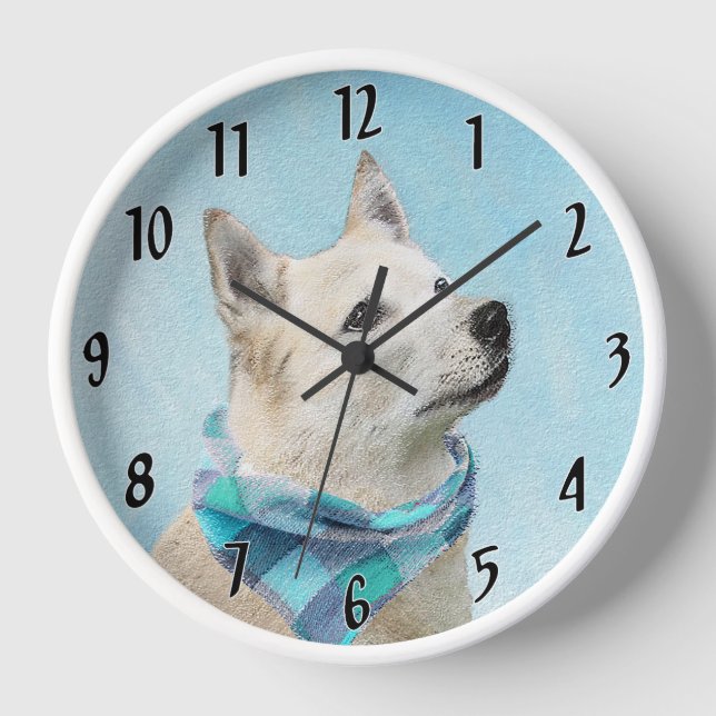 Reloj Pintura de Norwegian Buhund - Arte de perro origin (Anverso)
