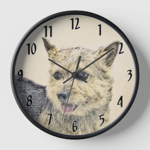 Reloj Pintura de Norwich Terrier - Arte de perro origina