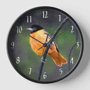 Reloj Pintura de Oriole - Arte de Pájaros Original