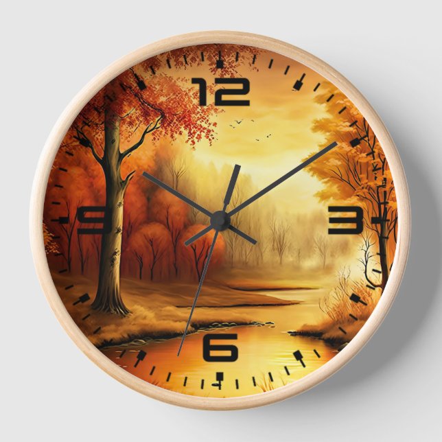 Reloj Pintura de paisaje otoñal-87546 (Anverso)
