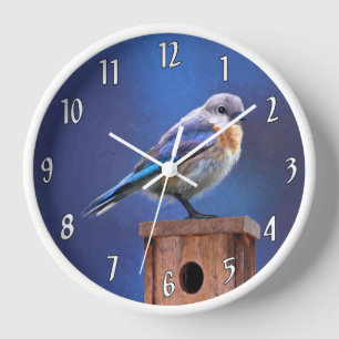 Reloj Pintura de pájaro azul (hembra) - Arte de pájaro o