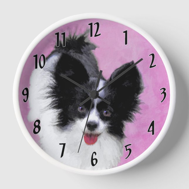 Reloj Pintura de Papillon (blanco y negro) - Arte de per (Anverso)