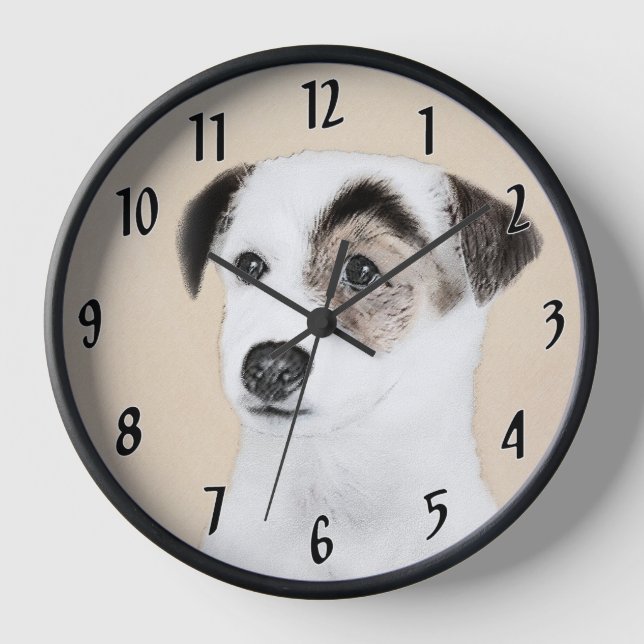 Reloj Pintura de Parson Jack Russell Terrier - Arte de P (Anverso)