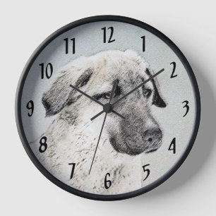 Reloj Pintura de pastor anatoliano - Arte de perro origi