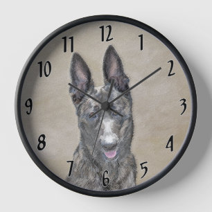 Reloj Pintura de Pastor Holandés - Arte de Perro Origina